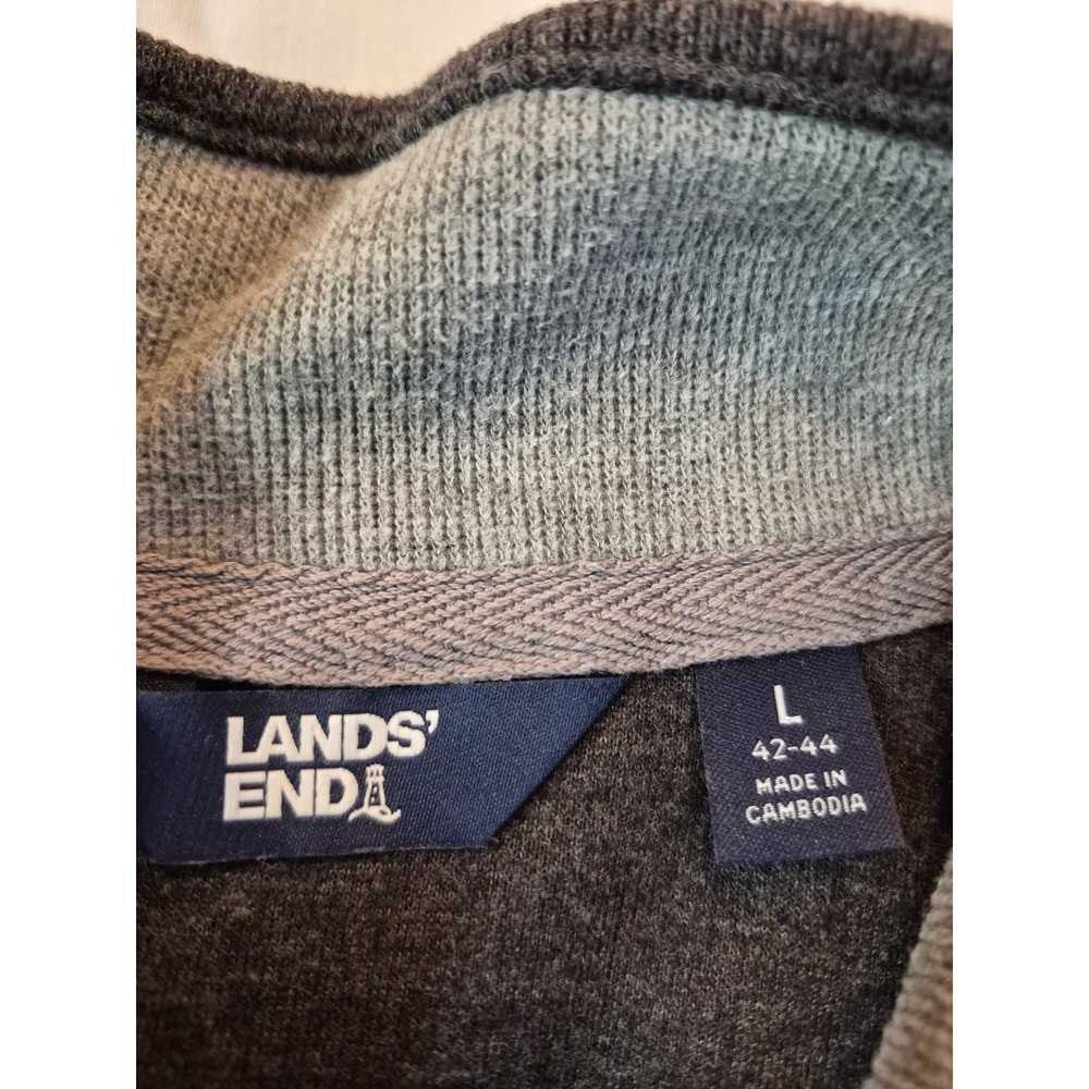 Lands End Mens Quarter Zip Pullover Sweater Gray Heather L 42-44 Cotton Blend - Picture 8 of 10
